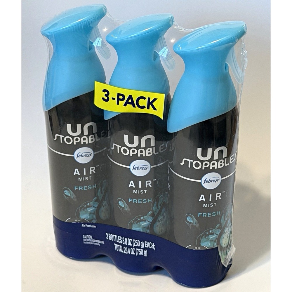 Febreze Unstopables Air Mist Fresh Spray Odor Eliminator 3-Pack 8.8 oz